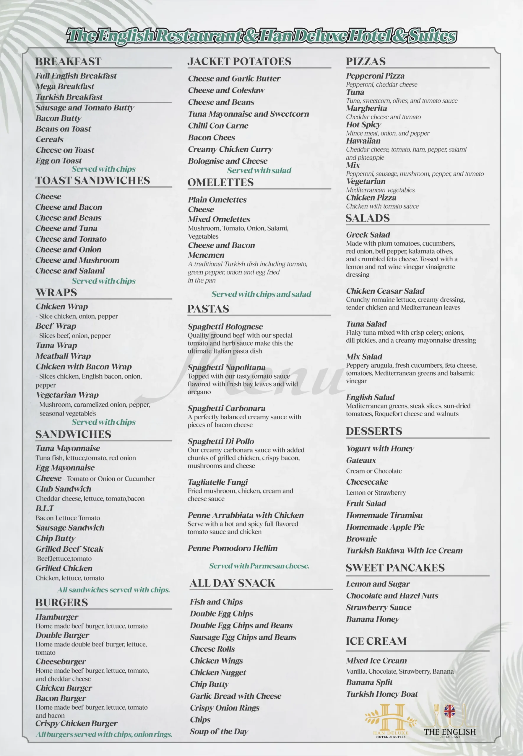 All-Day & Snack Menu